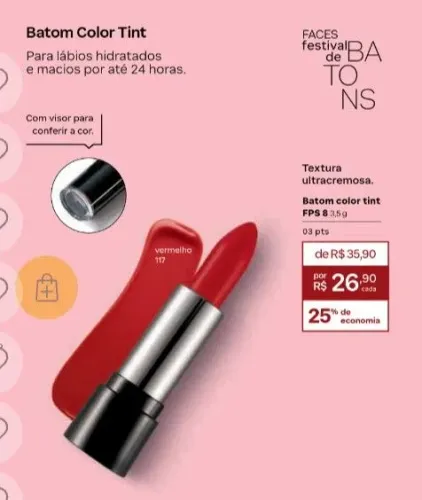Batom faces vermelho 117 natura