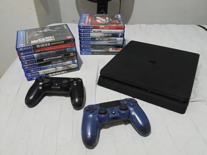 PS4 Slim 500gb + 2 Controles Originais+ 16 Jogos