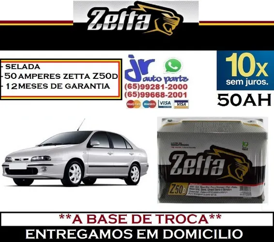 Bateria Automotiva Fiat Marea 50AH Zetta 12v 