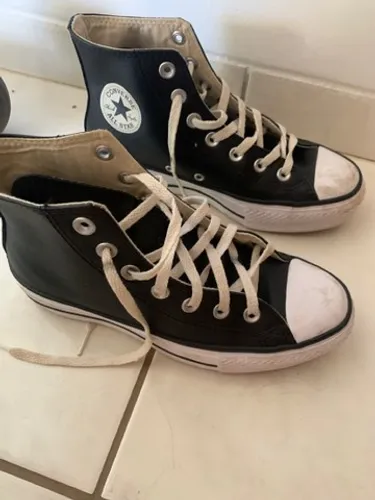 Allstar cano alto couro preto n34
