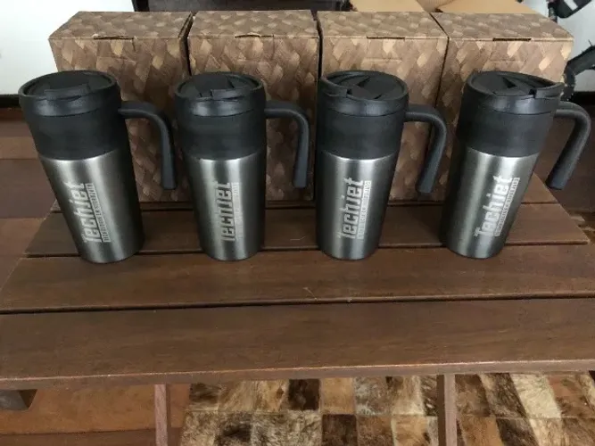 4 Canecas de inox Térmica tampa e alça parede dupla 500 ML