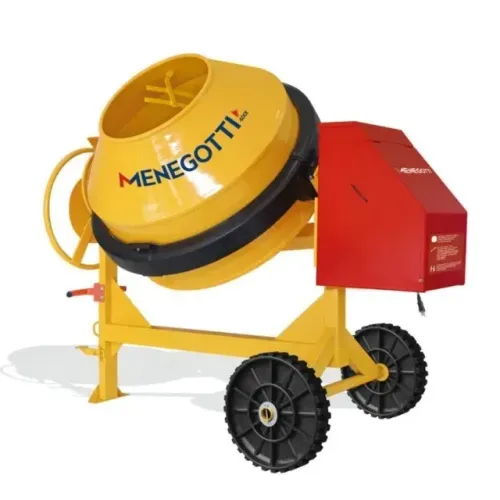 Betoneira 400L Rental Com Motor 2Cv 220V 60Hz 4P Com Roda Maciça Menegotti
