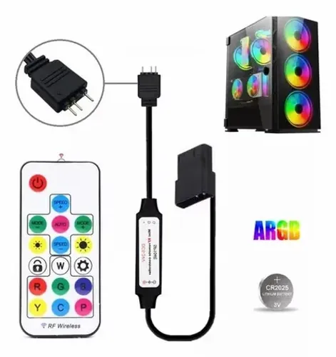Controlador ARGB 5V 3 pinos + Controle - ( Molex ). - Fans e Water Cooler