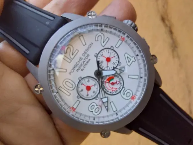 Relogio Porsche Branco Pulseira Borracha 46mm
