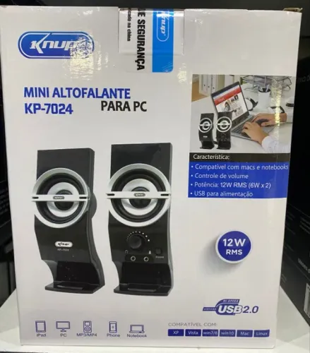 Caixa de Som para PC KP-7024 12W Preto - Knup Loja Coimbra Computadores Entregamos