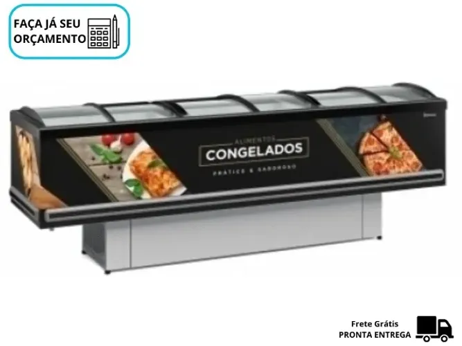 Ilha de Congelados 2,9 Metros Vidro Curvo Gelopar 