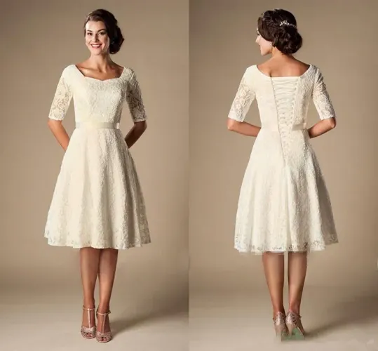 Bazar Vestido de Noiva renda modelo curto