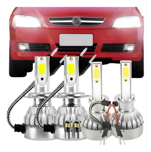 Kit Lâmpadas Super Led Astra Vectra S10 Meriva 2001 Até 2016 Branco H7 H1 T10 Branco-frio