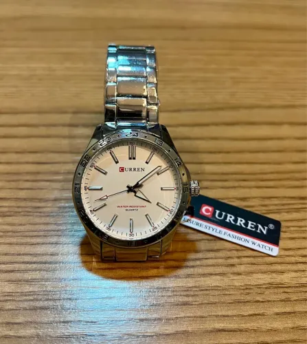Relógio Masculino Curren - Prata com Mostrador Branco