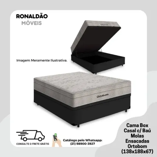 Cama Box Casal c/ Baú Molas Ensacadas - Entrega Rápida!