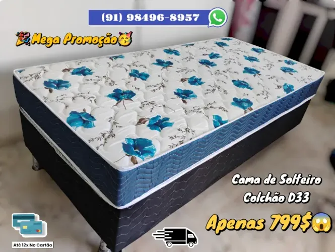 CAMA DE SOLTEIRO COLCHÃO D33 ORTOBOM