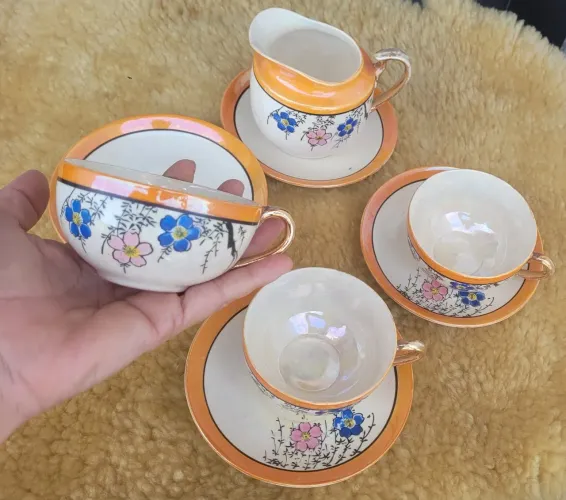 Conjunto de chá vintage Casca de ovo anos 40