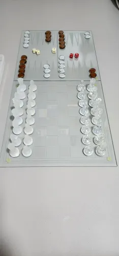 Xadrez/Gamão/Dama em vidro