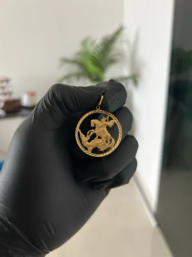Pingente medalha São Jorge ouro 18k
