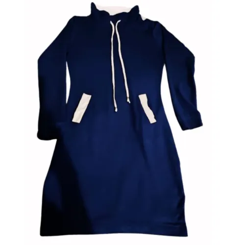 Vestido azul com detalhe branco