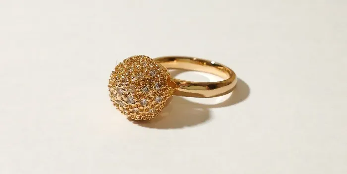Anel de Esfera Diamantada Banhado a Ouro 18K (Tamanho 16)