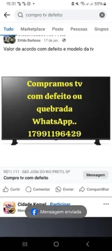 Tv com defeito e quebrada - WhatsApp *