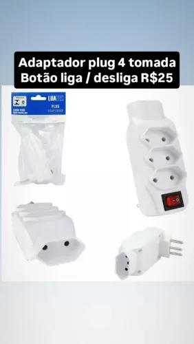 Adaptador plug 4 tomada e liga / desliga