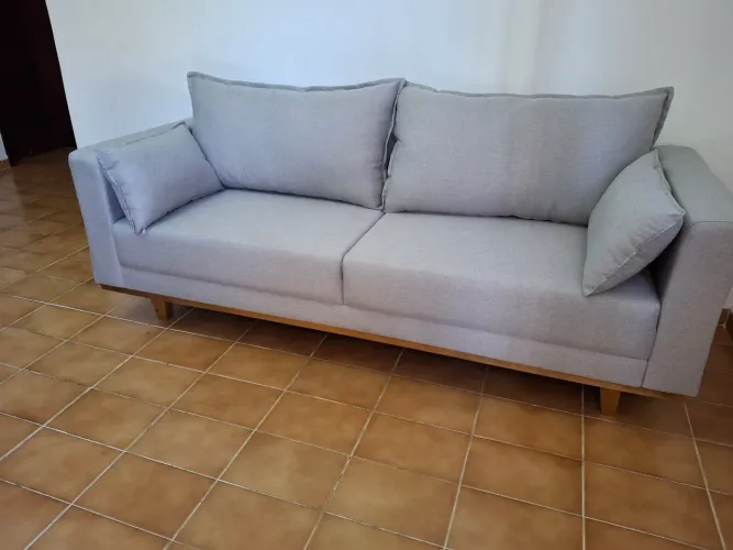 Sofá 5Lugares Cinza Claro em linho 2.20 