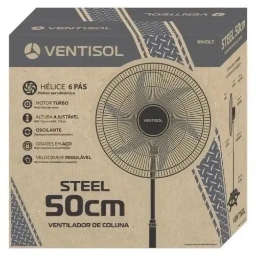 Ventilador de Coluna Ventsol 50 cm Turbo STEEL. O mais Potente, Novo de fábrica 