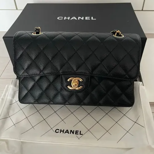 Bolsa Tiracolo Chanel Double Flap Caviar Preto Original