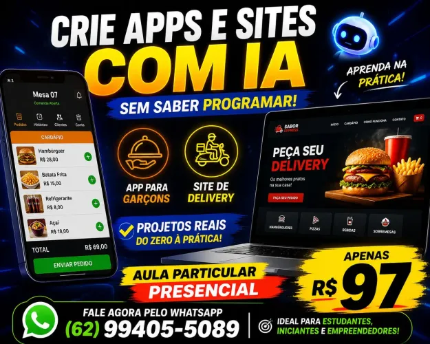 VOCÊ NÃO PRECISA SER PROGRAMADOR<br>? APRENDA A CRIAR APPS COM IA