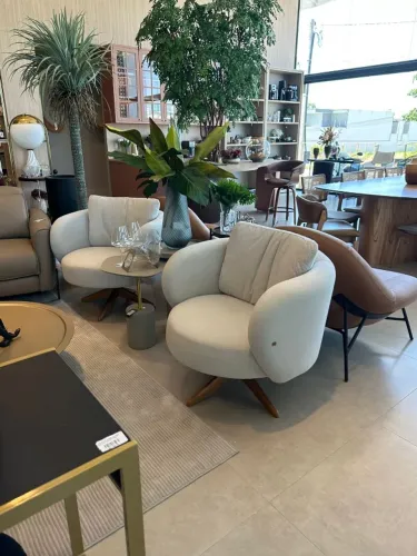 Par de Poltronas Arrivo Don Giratória FX1 Off White | Estado de Nova