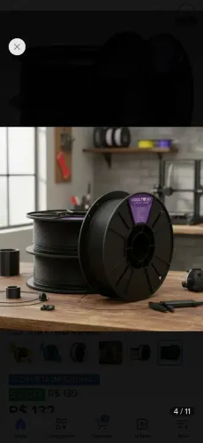 Filamento 3D PLA Voolt Velvet Preto Fosco 1,75mm 1kg Expansão Sustentável