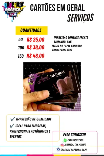 cartões de serviços e de agradecimento