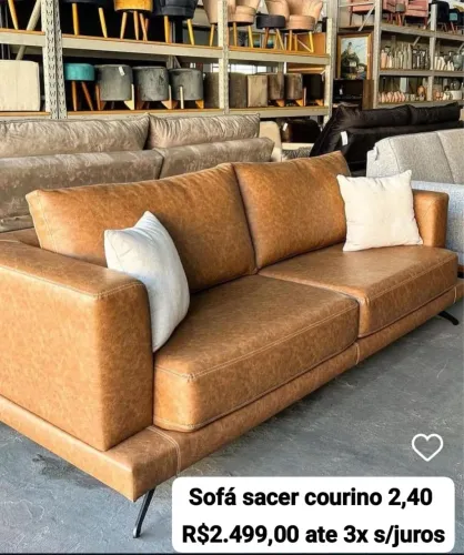 Sofá sacer courino 2,40 R$2.499,00 ate 3x s/juros