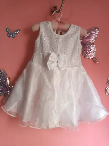 Vestido infantil luxo branco para batizado 12 meses