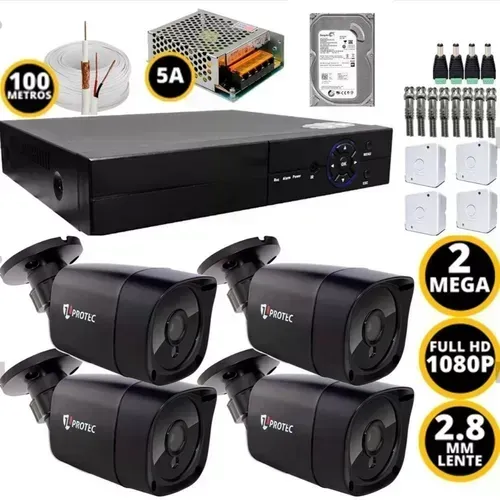 Kit 4 câmeras full hd 1080p + instalação R$ 1.599,00