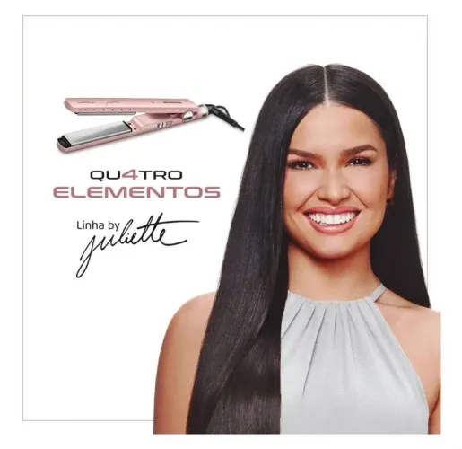 Prancha / Chapinha Mondial Qu4tro Elementos - Linha by Juliette (Rosa)