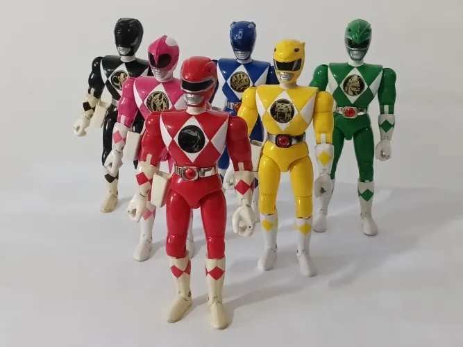 Conjunto Power Rangers com 6 figuras 21 cm - 1993 - Bandai
