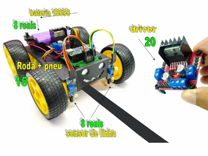 arduino Roda + Motor Dc 3v A 6v Redução