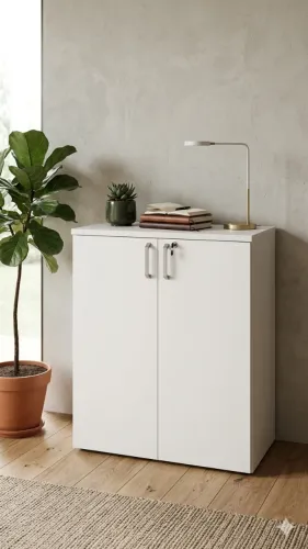 Armario para escritorio 2 portas altura 1 m cor branco ultima peça