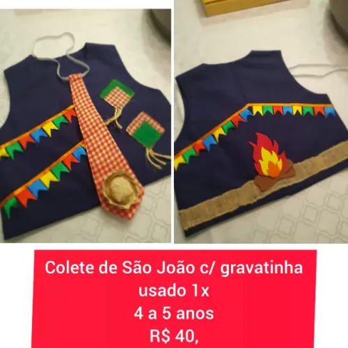 Colete infantil com a gravata - festa Junina