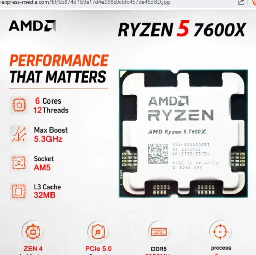 Processador gamer Ryzen 5 7600X 6 núcleos e 5.3GHz com gráfica integrada