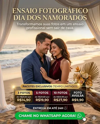 Ensaio Fotográfico Dia dos Namorados | Fotos Profissionais Sem Sair de Casa