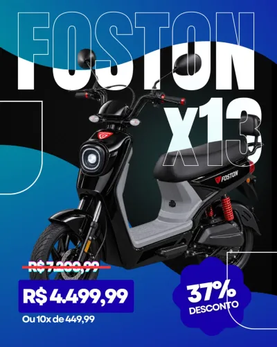 Scooter Moto Elétrica Foston X13 DX 1000W Bateria de Lítio Removível