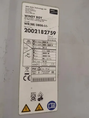 sucata Inversor SMA 3800 de conexção com rede de concessionárias de energia eólica on grid