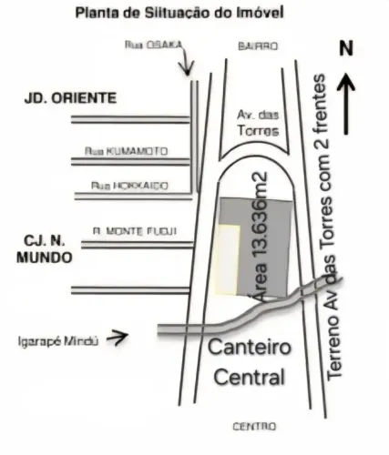 Espetacular OPORTUNIDADE: Terreno 13.636m2 no Canteiro Central da Av das Torres. 2 Frentes