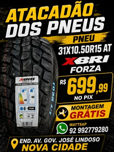PNEU 31X10.50R15 AT XBRI R$ 699,99 NO DINHEIRO 