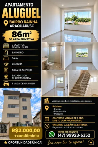 Apartamento locação Araquari bairro Rainha