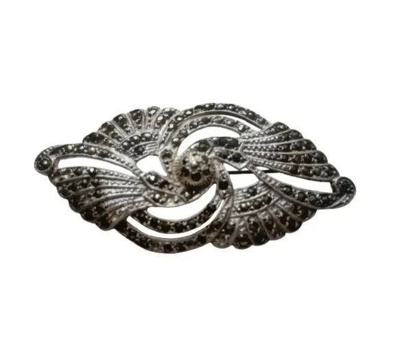 BROCHE ART DÉCO PRATA MARCASSITAS VINTAGE