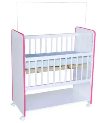 Mini Berço New Baby Infantil - Branco/Rosa