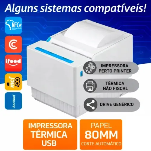 Impressora 80mm USB : (Cupons / NFC-e / Recibos / Crediário e Notas etc...)