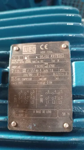 Motor elétrico de 10 CV 1750 rpm220/380