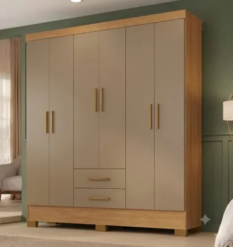 Guarda-Roupa Natal Cinamomo/Cappuccino 6 Portas | Oferta