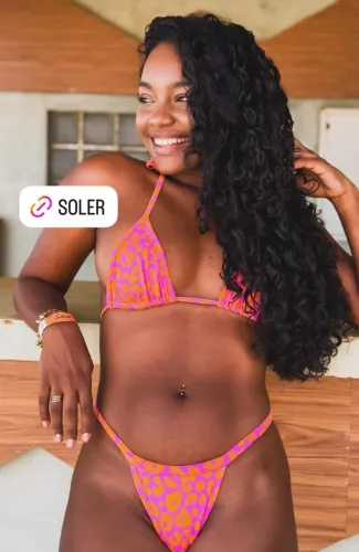 Biquini onça rosa e laranja